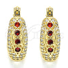 Oro Laminado Small Hoop, Gold Filled Style with Garnet and White Cubic Zirconia, Polished, Golden Finish, 02.210.0298.1.15