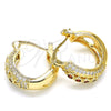 Oro Laminado Small Hoop, Gold Filled Style with Garnet and White Cubic Zirconia, Polished, Golden Finish, 02.210.0298.1.15
