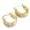 Oro Laminado Small Hoop, Gold Filled Style with Garnet and White Cubic Zirconia, Polished, Golden Finish, 02.210.0298.1.15