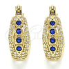 Oro Laminado Small Hoop, Gold Filled Style with Sapphire Blue and White Cubic Zirconia, Polished, Golden Finish, 02.210.0298.2.15