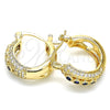 Oro Laminado Small Hoop, Gold Filled Style with Sapphire Blue and White Cubic Zirconia, Polished, Golden Finish, 02.210.0298.2.15