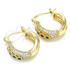 Oro Laminado Small Hoop, Gold Filled Style with Sapphire Blue and White Cubic Zirconia, Polished, Golden Finish, 02.210.0298.2.15