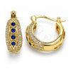 Oro Laminado Small Hoop, Gold Filled Style with Sapphire Blue and White Cubic Zirconia, Polished, Golden Finish, 02.210.0298.2.15