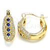 Oro Laminado Small Hoop, Gold Filled Style with Sapphire Blue and White Cubic Zirconia, Polished, Golden Finish, 02.210.0298.2.15