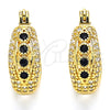Oro Laminado Small Hoop, Gold Filled Style with Black and White Cubic Zirconia, Polished, Golden Finish, 02.210.0298.3.15