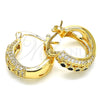 Oro Laminado Small Hoop, Gold Filled Style with Black and White Cubic Zirconia, Polished, Golden Finish, 02.210.0298.3.15