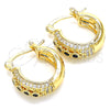 Oro Laminado Small Hoop, Gold Filled Style with Black and White Cubic Zirconia, Polished, Golden Finish, 02.210.0298.3.15