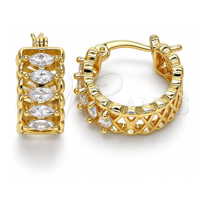 Oro Laminado Small Hoop, Gold Filled Style with White Cubic Zirconia, Polished, Golden Finish, 02.210.0299.20