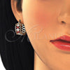 Oro Laminado Small Hoop, Gold Filled Style with Garnet and White Cubic Zirconia, Polished, Golden Finish, 02.210.0299.1.20