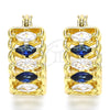 Oro Laminado Small Hoop, Gold Filled Style with Sapphire Blue and White Cubic Zirconia, Polished, Golden Finish, 02.210.0299.2.20