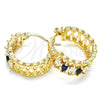 Oro Laminado Small Hoop, Gold Filled Style with Sapphire Blue and White Cubic Zirconia, Polished, Golden Finish, 02.210.0299.2.20