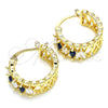 Oro Laminado Small Hoop, Gold Filled Style with Sapphire Blue and White Cubic Zirconia, Polished, Golden Finish, 02.210.0299.2.20