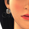 Oro Laminado Small Hoop, Gold Filled Style with Black and White Cubic Zirconia, Polished, Golden Finish, 02.210.0299.3.20