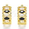 Oro Laminado Small Hoop, Gold Filled Style with Black and White Cubic Zirconia, Polished, Golden Finish, 02.210.0299.3.20