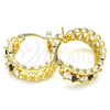 Oro Laminado Small Hoop, Gold Filled Style with Black and White Cubic Zirconia, Polished, Golden Finish, 02.210.0299.3.20