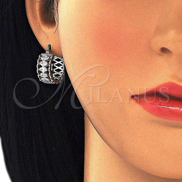 White Gold Filled Hoop Earrings — Small Hoop with White Cubic Zirconia Polished 02. — alternate product view — SKU 127467 | Oro Laminado Blanco aretes de aro — Small Hoop with blanco Cubic Zirconia pulido 02. — SKU 127467