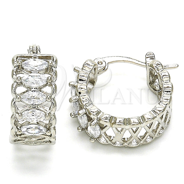 White Gold Filled Hoop Earrings — Small Hoop with White Cubic Zirconia Polished 02. — main product view — SKU 127467 | Oro Laminado Blanco aretes de aro — Small Hoop with blanco Cubic Zirconia pulido 02. — SKU 127467