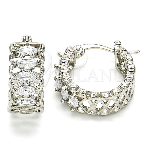Rhodium Plated Small Hoop, with White Cubic Zirconia, Polished, Rhodium Finish, 02.210.0299.5.20
