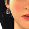 Rhodium Gold Filled Small Hoop, with Garnet and White Cubic Zirconia, Polished, Rhodium Finish, 02.210.0299.6.20
