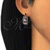 Rhodium Gold Filled Small Hoop, with Garnet and White Cubic Zirconia, Polished, Rhodium Finish, 02.210.0299.6.20