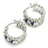 Rhodium Plated Small Hoop, with Sapphire Blue and White Cubic Zirconia, Polished, Rhodium Finish, 02.210.0299.7.20