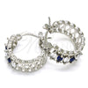 Rhodium Gold Filled Small Hoop, with Sapphire Blue and White Cubic Zirconia, Polished, Rhodium Finish, 02.210.0299.7.20