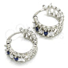Rhodium Gold Filled Small Hoop, with Sapphire Blue and White Cubic Zirconia, Polished, Rhodium Finish, 02.210.0299.7.20