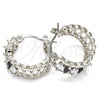 Rhodium Plated Small Hoop, with Black and White Cubic Zirconia, Polished, Rhodium Finish, 02.210.0299.8.20