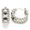 Rhodium Plated Small Hoop, with Black and White Cubic Zirconia, Polished, Rhodium Finish, 02.210.0299.8.20