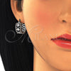 Rhodium Gold Filled Small Hoop, with Black and White Cubic Zirconia, Polished, Rhodium Finish, 02.210.0299.8.20