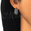 Rhodium Gold Filled Small Hoop, with Black and White Cubic Zirconia, Polished, Rhodium Finish, 02.210.0299.8.20