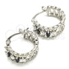 Rhodium Gold Filled Small Hoop, with Black and White Cubic Zirconia, Polished, Rhodium Finish, 02.210.0299.8.20