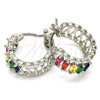 Rhodium Plated Small Hoop, with Multicolor Cubic Zirconia, Polished, Rhodium Finish, 02.210.0299.9.20