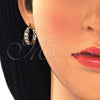 Oro Laminado Small Hoop, Gold Filled Style with Garnet and White Cubic Zirconia, Polished, Golden Finish, 02.210.0300.1.15
