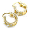 Oro Laminado Small Hoop, Gold Filled Style with White Cubic Zirconia, Polished, Golden Finish, 02.210.0301.15