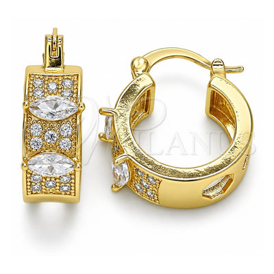 Oro Laminado Small Hoop, Gold Filled Style with White Cubic Zirconia, Polished, Golden Finish, 02.210.0301.15