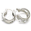 Rhodium Plated Small Hoop, with White Cubic Zirconia, Polished, Rhodium Finish, 02.210.0301.5.15