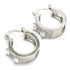Rhodium Plated Small Hoop, with White Cubic Zirconia, Polished, Rhodium Finish, 02.210.0301.5.15