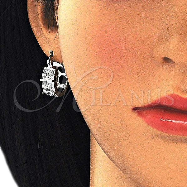 White Gold Filled Hoop Earrings — Small Hoop with White Cubic Zirconia Polished 02. — alternate product view — SKU 127485 | Oro Laminado Blanco aretes de aro — Small Hoop with blanco Cubic Zirconia pulido 02. — SKU 127485