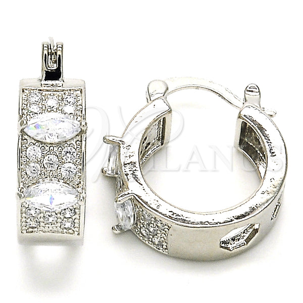 Rhodium Gold Filled Small Hoop, with White Cubic Zirconia, Polished, Rhodium Finish, 02.210.0301.5.15
