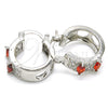 Rhodium Gold Filled Small Hoop, with Garnet and White Cubic Zirconia, Polished, Rhodium Finish, 02.210.0301.6.15