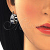 Rhodium Gold Filled Small Hoop, with Sapphire Blue and White Cubic Zirconia, Polished, Rhodium Finish, 02.210.0301.7.15