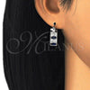 Rhodium Gold Filled Small Hoop, with Sapphire Blue and White Cubic Zirconia, Polished, Rhodium Finish, 02.210.0301.7.15