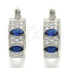 Rhodium Gold Filled Small Hoop, with Sapphire Blue and White Cubic Zirconia, Polished, Rhodium Finish, 02.210.0301.7.15