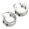 Rhodium Plated Small Hoop, with Black and White Cubic Zirconia, Polished, Rhodium Finish, 02.210.0301.8.15