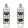 Rhodium Gold Filled Small Hoop, with Black and White Cubic Zirconia, Polished, Rhodium Finish, 02.210.0301.8.15