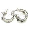 Rhodium Gold Filled Small Hoop, with Black and White Cubic Zirconia, Polished, Rhodium Finish, 02.210.0301.8.15