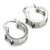 Rhodium Gold Filled Small Hoop, with Black and White Cubic Zirconia, Polished, Rhodium Finish, 02.210.0301.8.15
