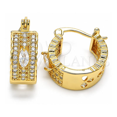 Oro Laminado Small Hoop, Gold Filled Style with White Cubic Zirconia, Polished, Golden Finish, 02.210.0302.20