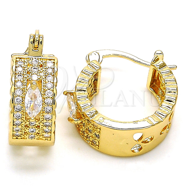 Gold Filled Hoop Earrings — Small Hoop with White Cubic Zirconia Polished 02. — main product view — SKU 127490 | Oro Laminado aretes de aro — Small Hoop with blanco Cubic Zirconia pulido 02. — SKU 127490